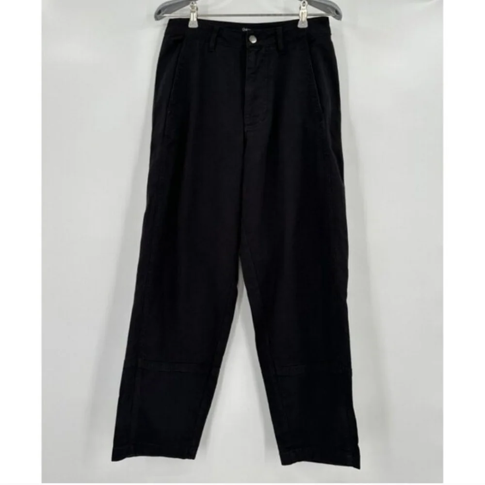 Quince Stretch Cotton Twill Barrel Leg Pants in Black sz 4/27 Womens Tapered NWT - Picture 2 of 3